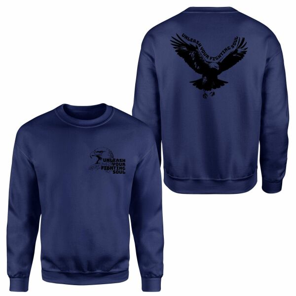Unleash Your Fighting Soul | Eagle Sweatshirt L - İndigo Mavisi
