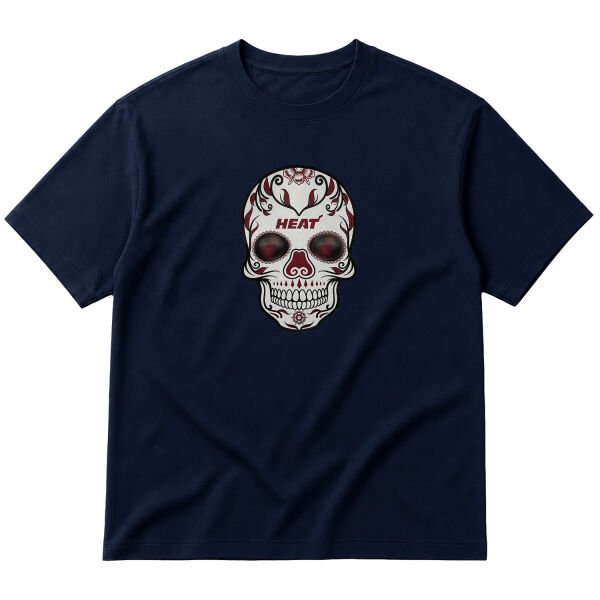 Heat Skull Oversize Tişört M - İndigo Mavisi