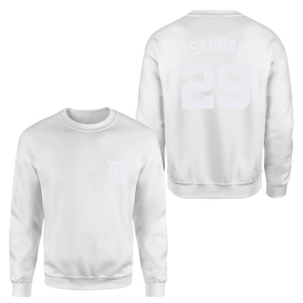 Tarik Skubal 29 Detroit Tigers Jersey Sweatshirt M - Beyaz