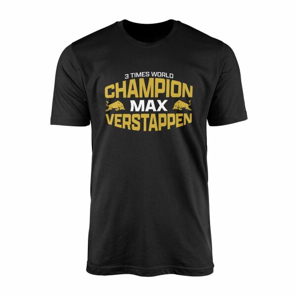 Max Verstappen 3 Times World Champion Tişört M - Siyah