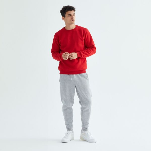 Baskısız Düz Casual Sweatshirt S - Kırmızı