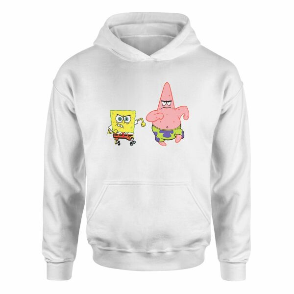 Sünger Bob ve Patrick Hoodie XL - Beyaz