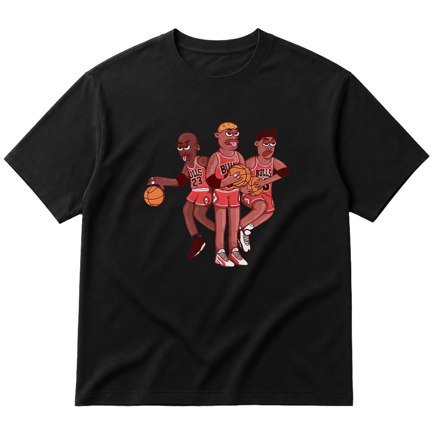 Jordan, Pippen, Rodman II Oversize Tişört XL - Siyah