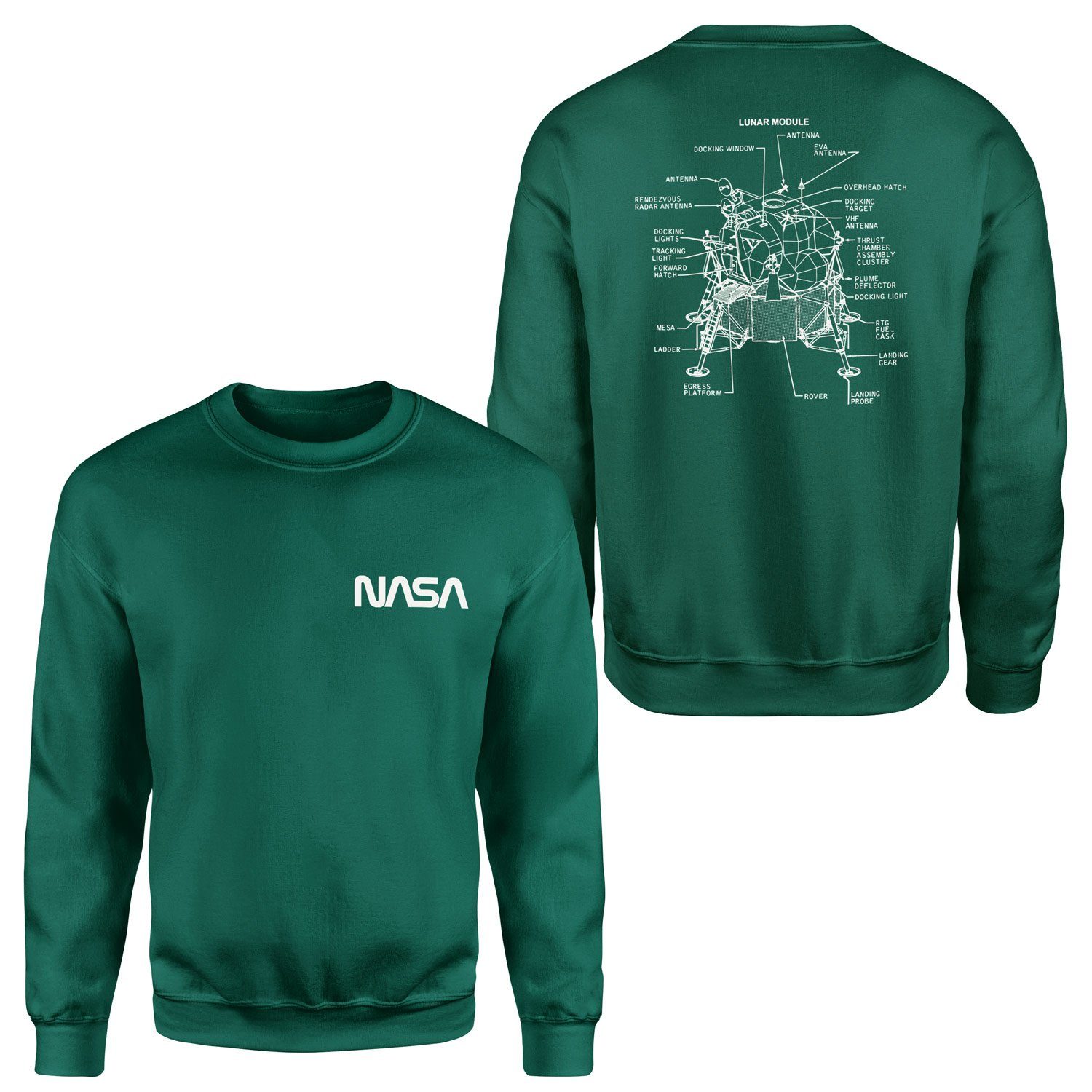 NASA Lunar Module Diagram Sweatshirt XL - Nefti Yeşili