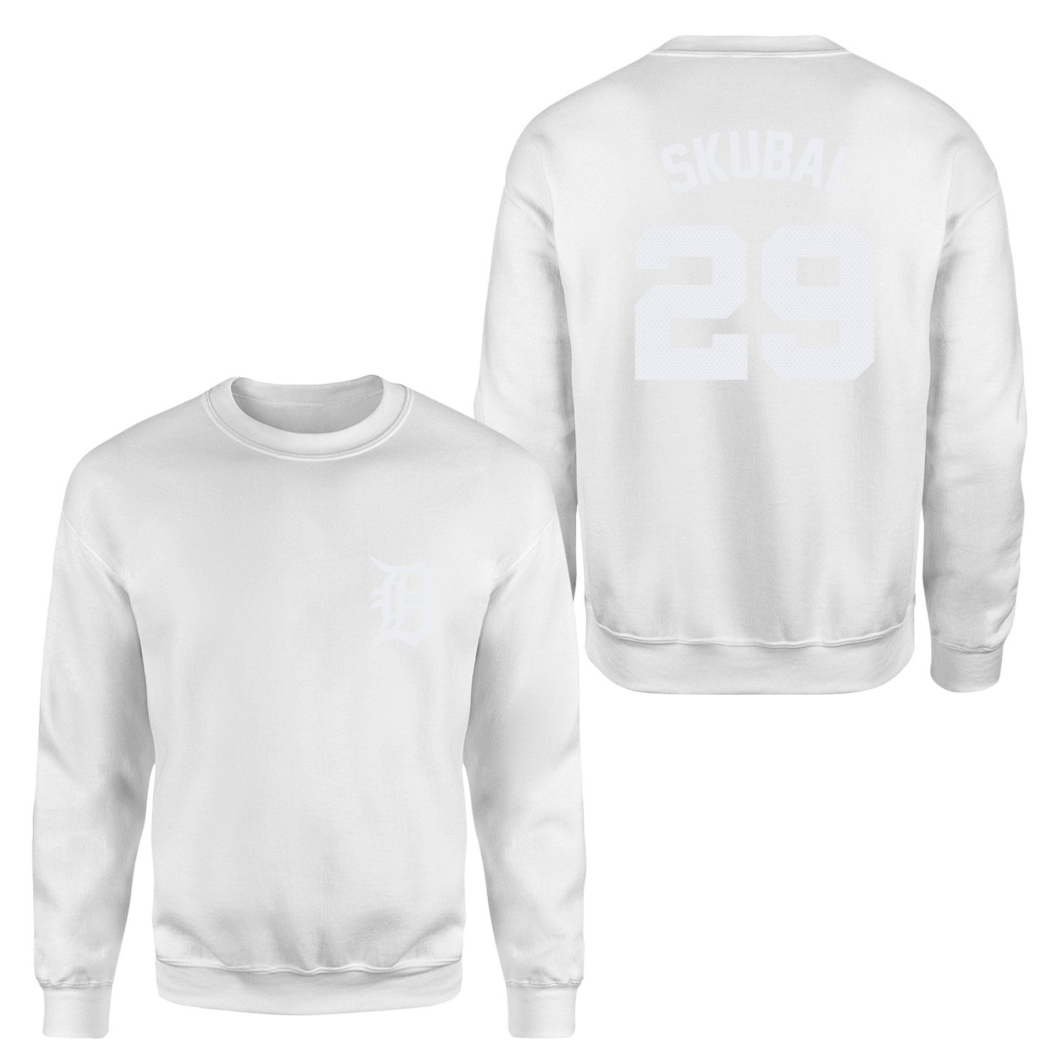 Tarik Skubal 29 Detroit Tigers Jersey Sweatshirt L - Beyaz