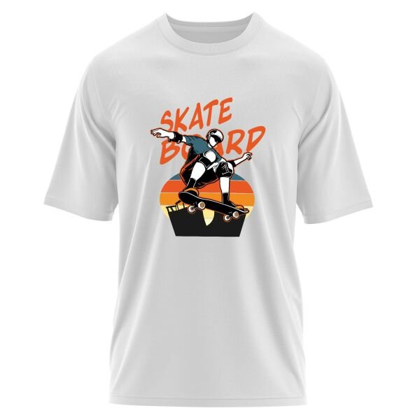 Skateboard Oversize Tişört L - Beyaz