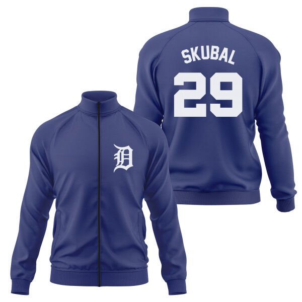 Tarik Skubal 29 Detroit Tigers Jersey Fermuarlı Sweatshirt L - İndigo Mavisi