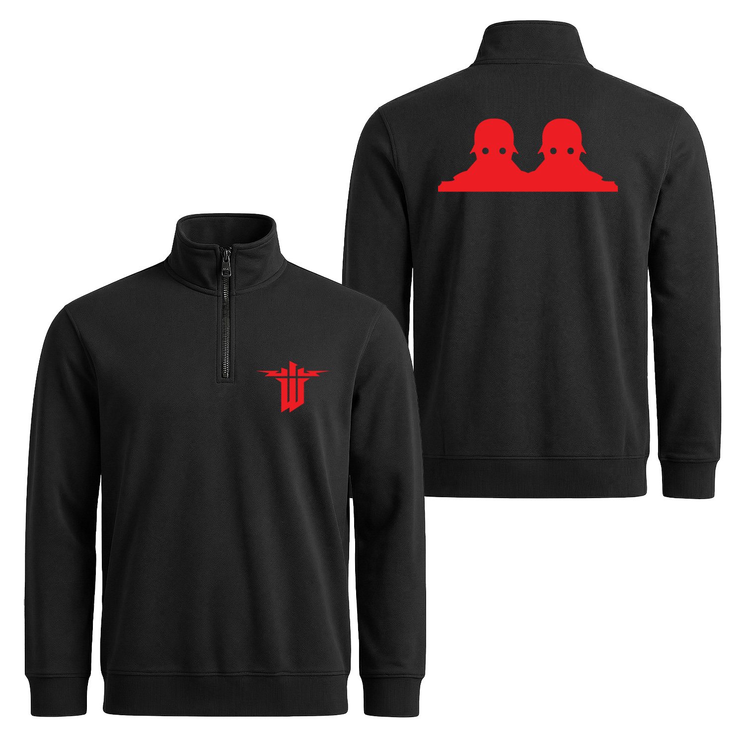 Wolfenstein | Soldat Yarım Fermuarlı Sweatshirt XL - Siyah