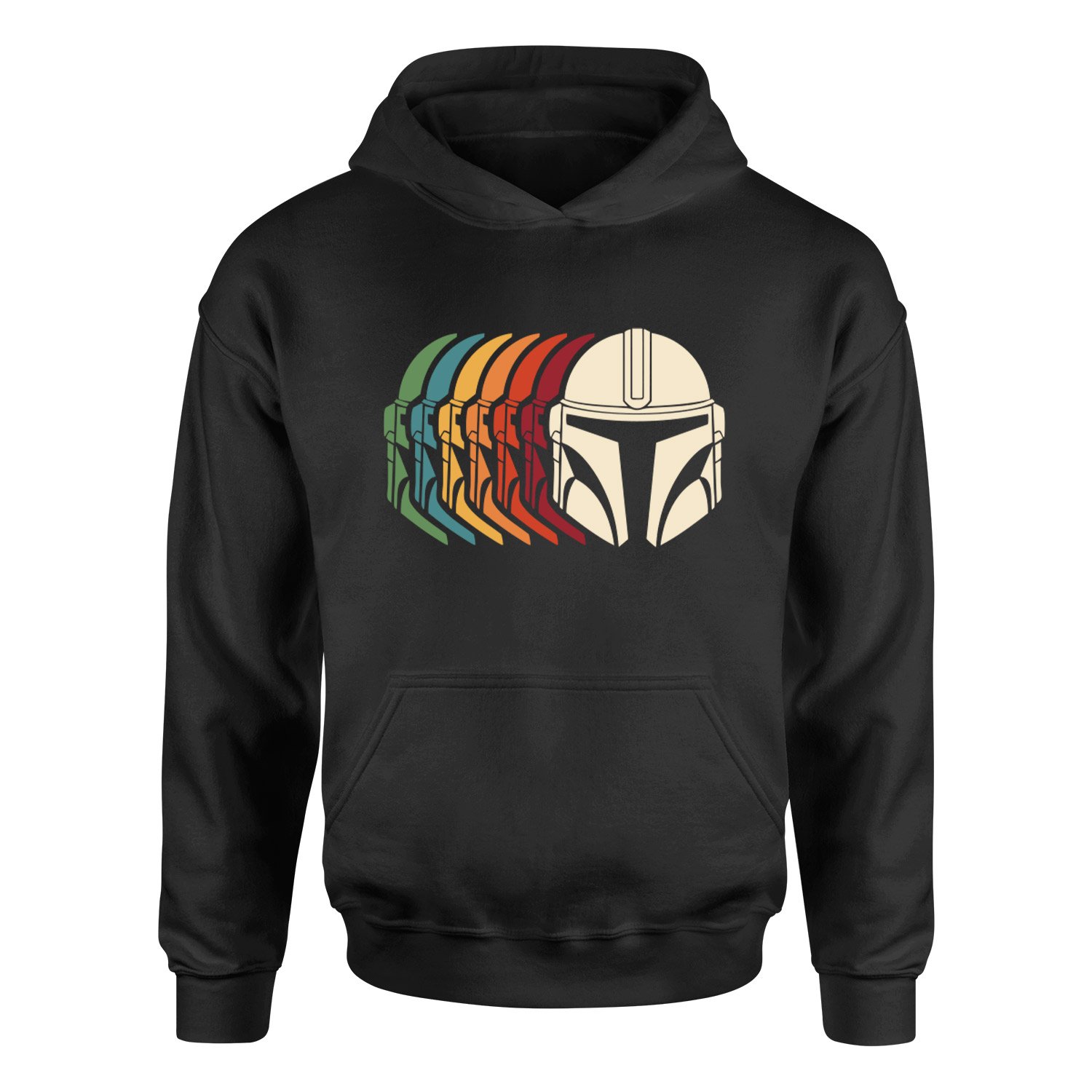 Mando Helmet Gradient Hoodie M - Siyah