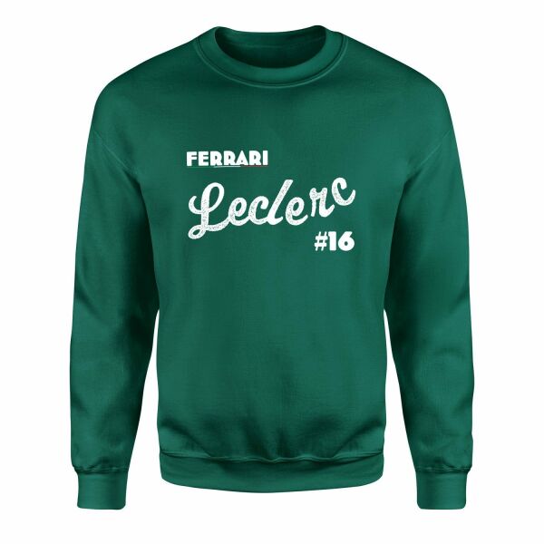 Charles Leclerc Cursive Illustration Sweatshirt XL - Nefti Yeşili