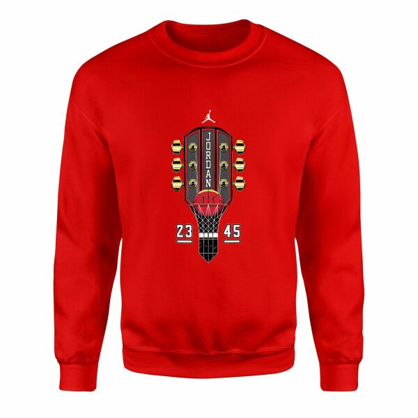 Air Jordan Guitar Sweatshirt L - Kırmızı
