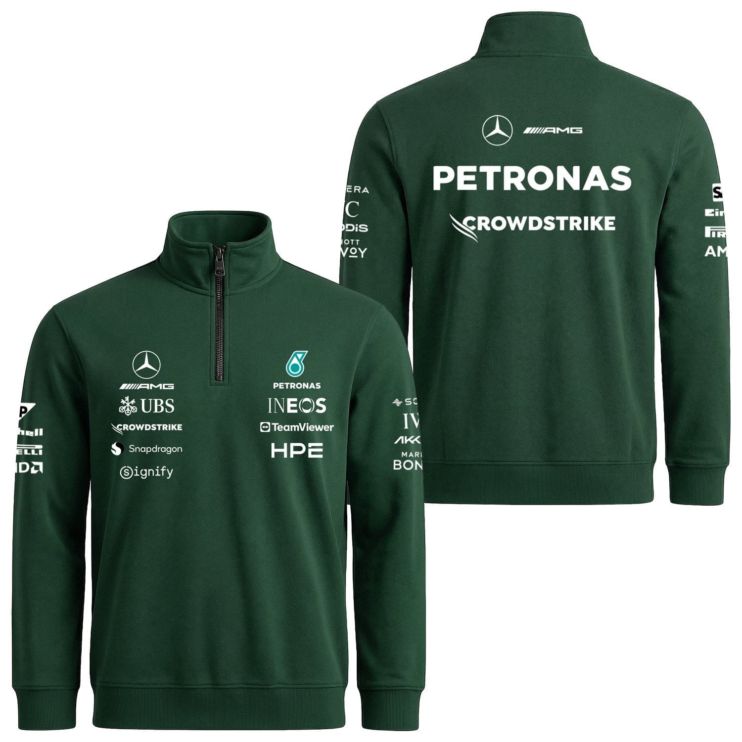 Mercedes AMG Petronas 2026 Teamline Yarım Fermuarlı Sweatshirt L - Nefti Yeşili | OUTLET