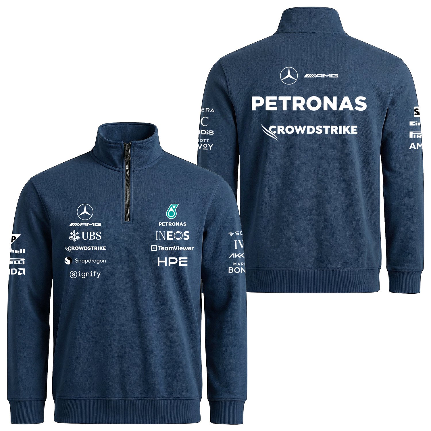 Mercedes AMG Petronas 2026 Teamline Yarım Fermuarlı Sweatshirt L - İndigo Mavisi | OUTLET