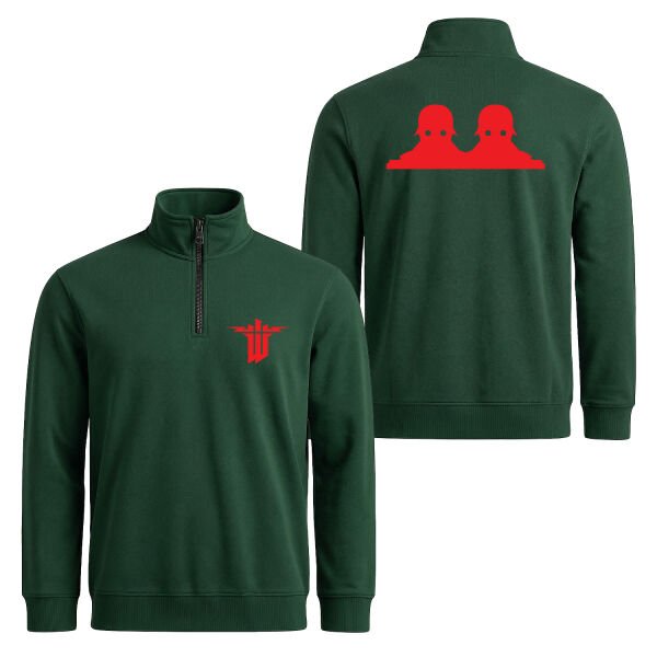 Wolfenstein | Soldat Yarım Fermuarlı Sweatshirt L - Nefti Yeşili