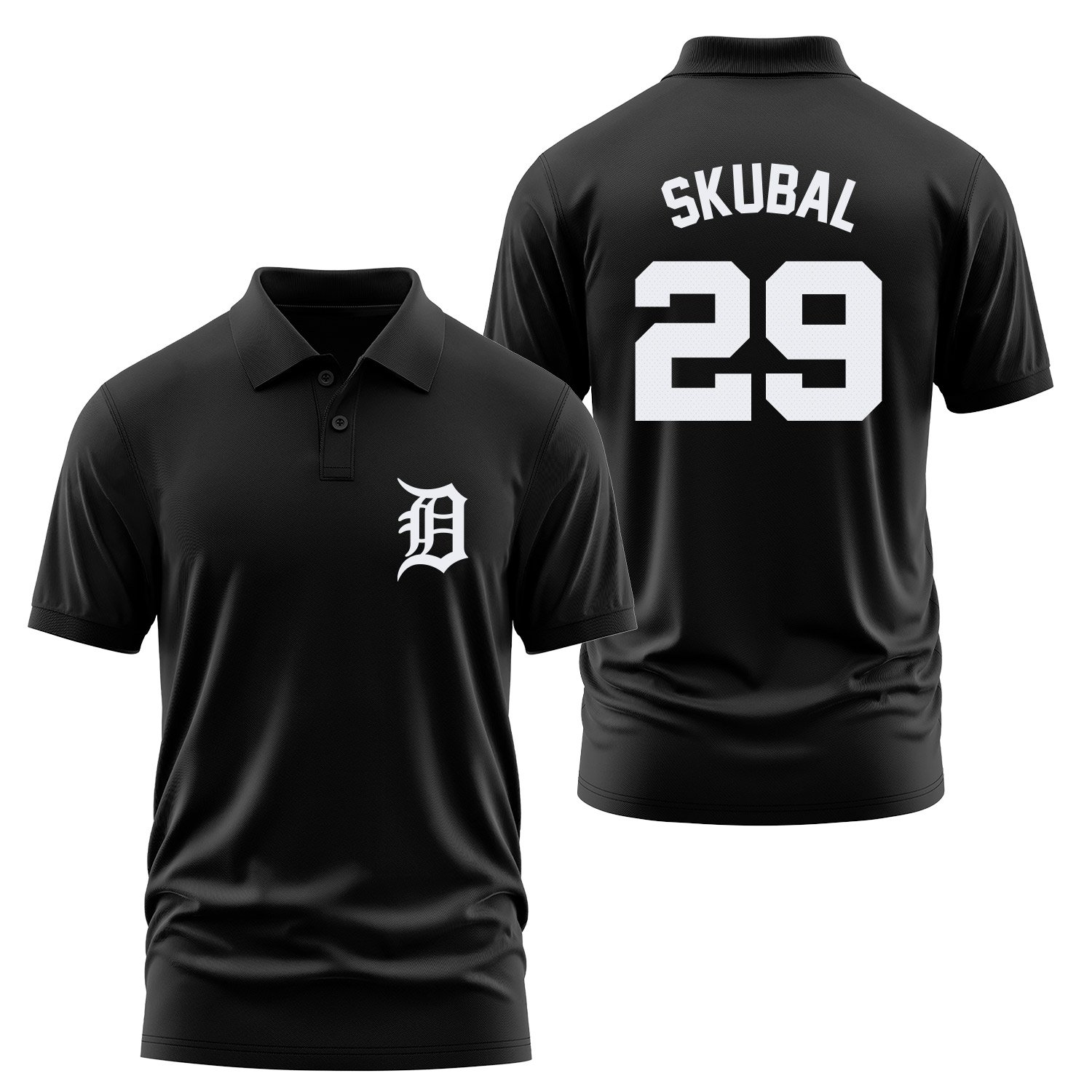 Tarik Skubal 29 Detroit Tigers Jersey Polo Tişört L - Siyah
