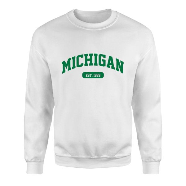 Michigan EST. 1989 Sweatshirt M - Beyaz