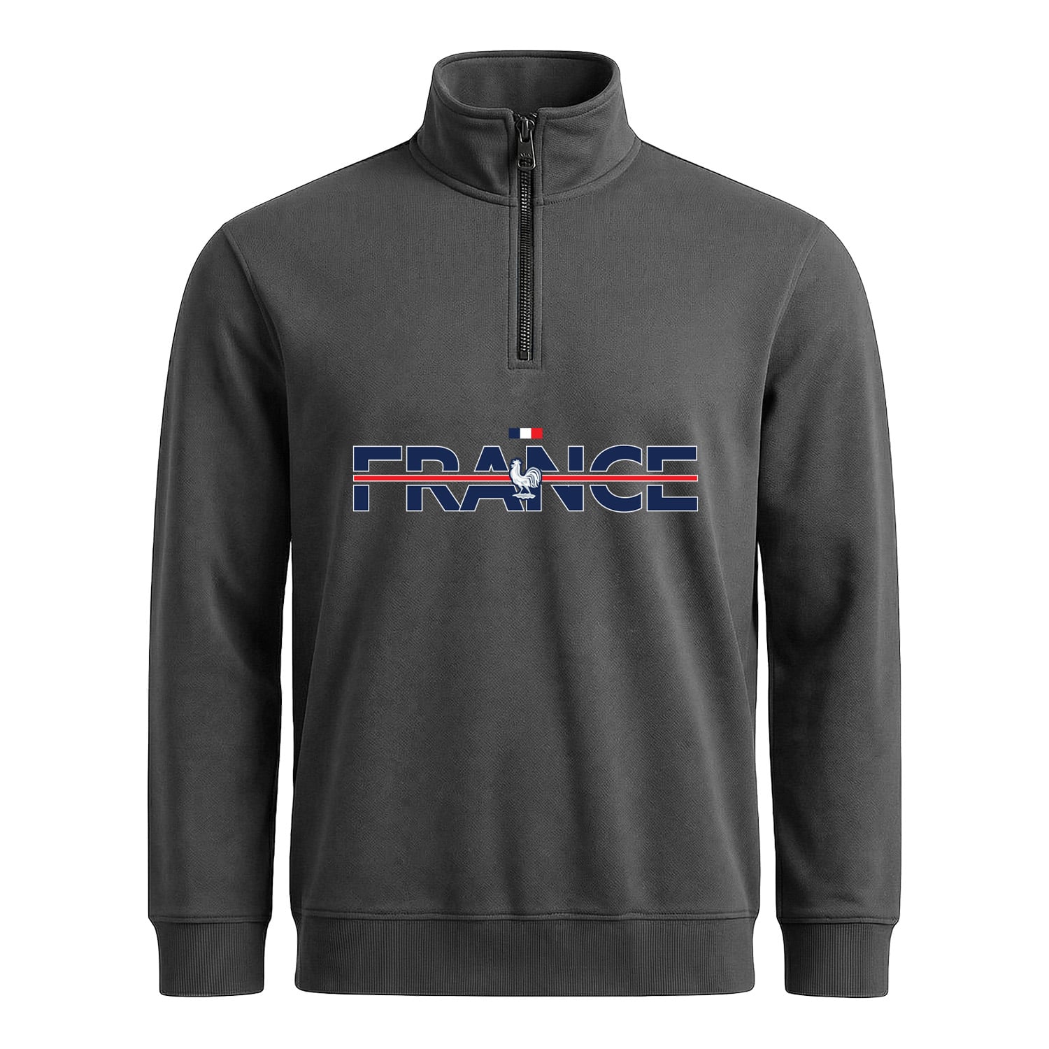 Équipe de France Yarım Fermuarlı Sweatshirt XXL - Füme