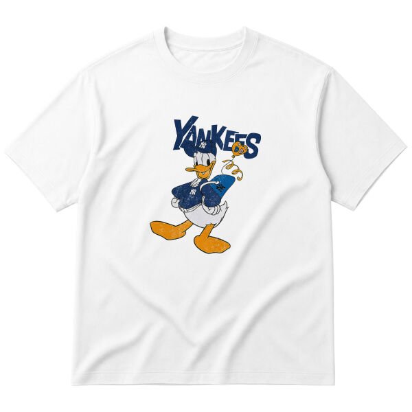 Donald Yankees Grunge Oversize Tişört L - Beyaz