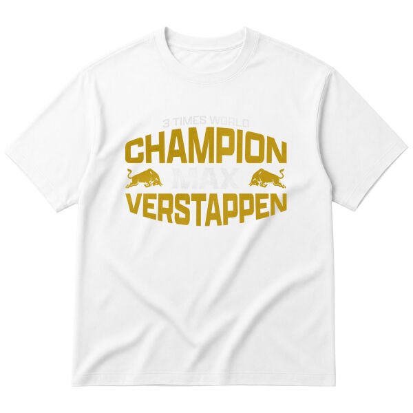 Max Verstappen 3 Times World Champion Oversize Tişört S - Beyaz