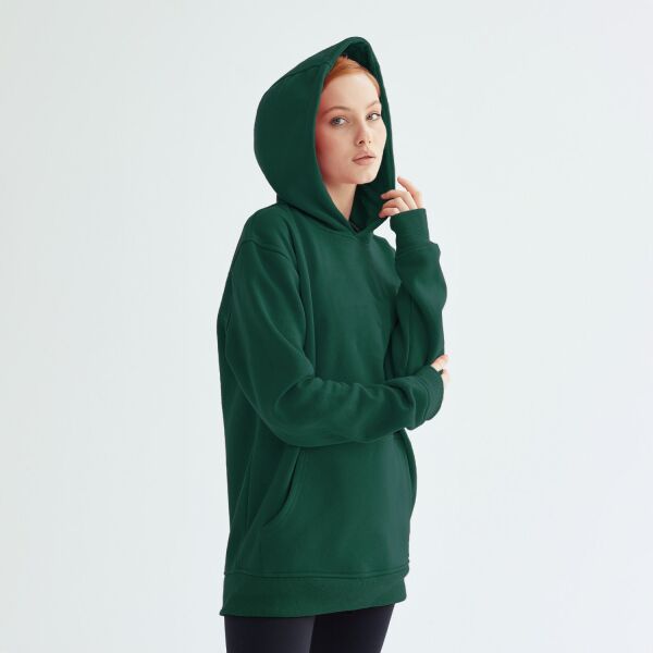 Baskısız Düz Casual Hoodie XXL - Nefti Yeşili