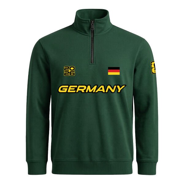 Almanya 2026 Yarım Fermuarlı Sweatshirt S - Nefti Yeşili