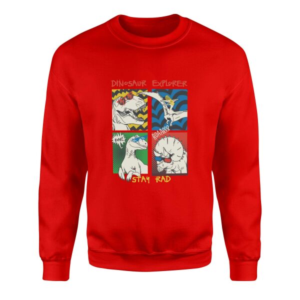 Dinosaur Explorer Sweatshirt S - Kırmızı