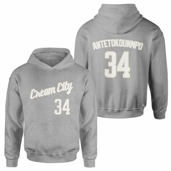 Giannis Antetokounmpo Milwaukee Forma Hoodie M - Gri