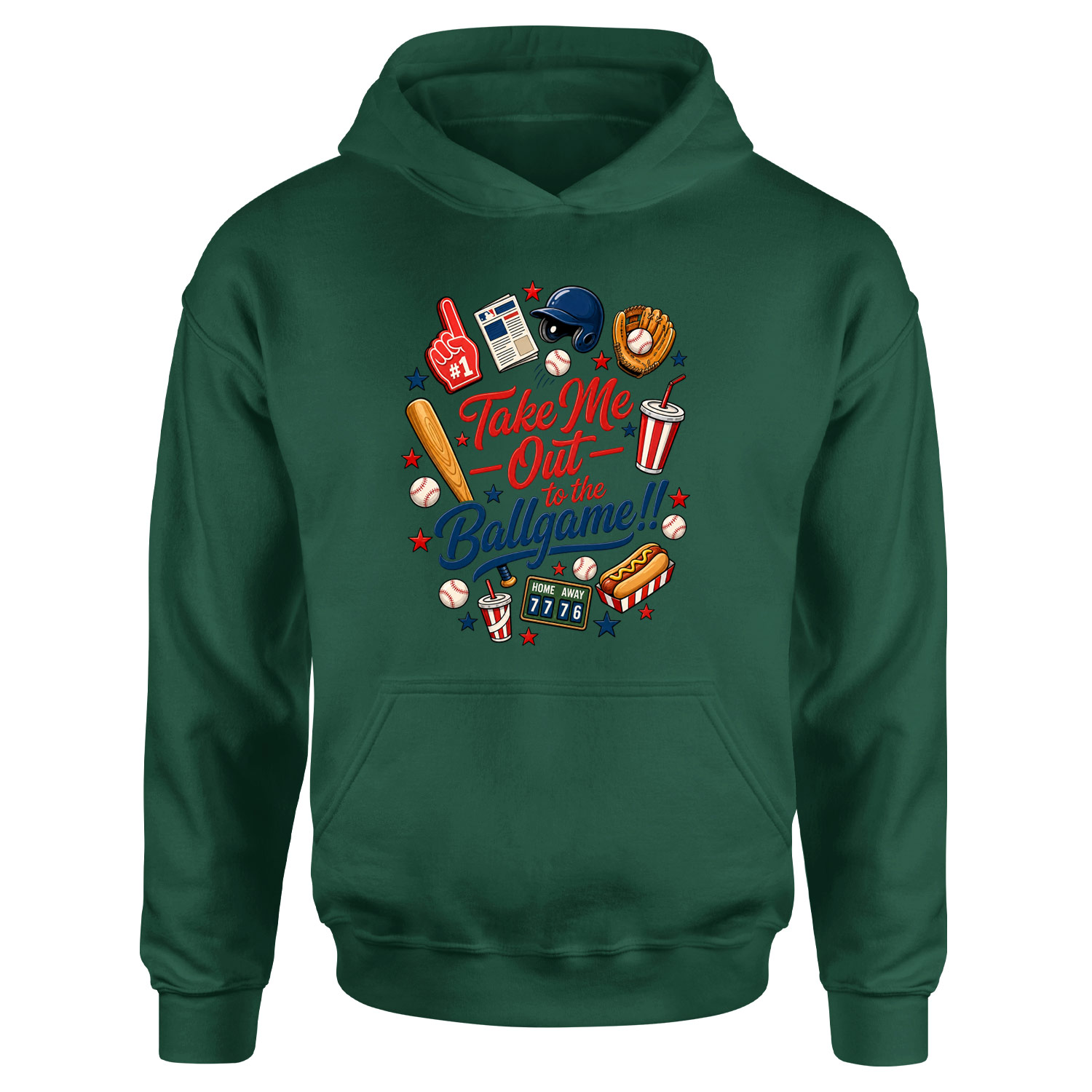 Take Me Out To The Ballgame Hoodie XXL - Nefti Yeşili