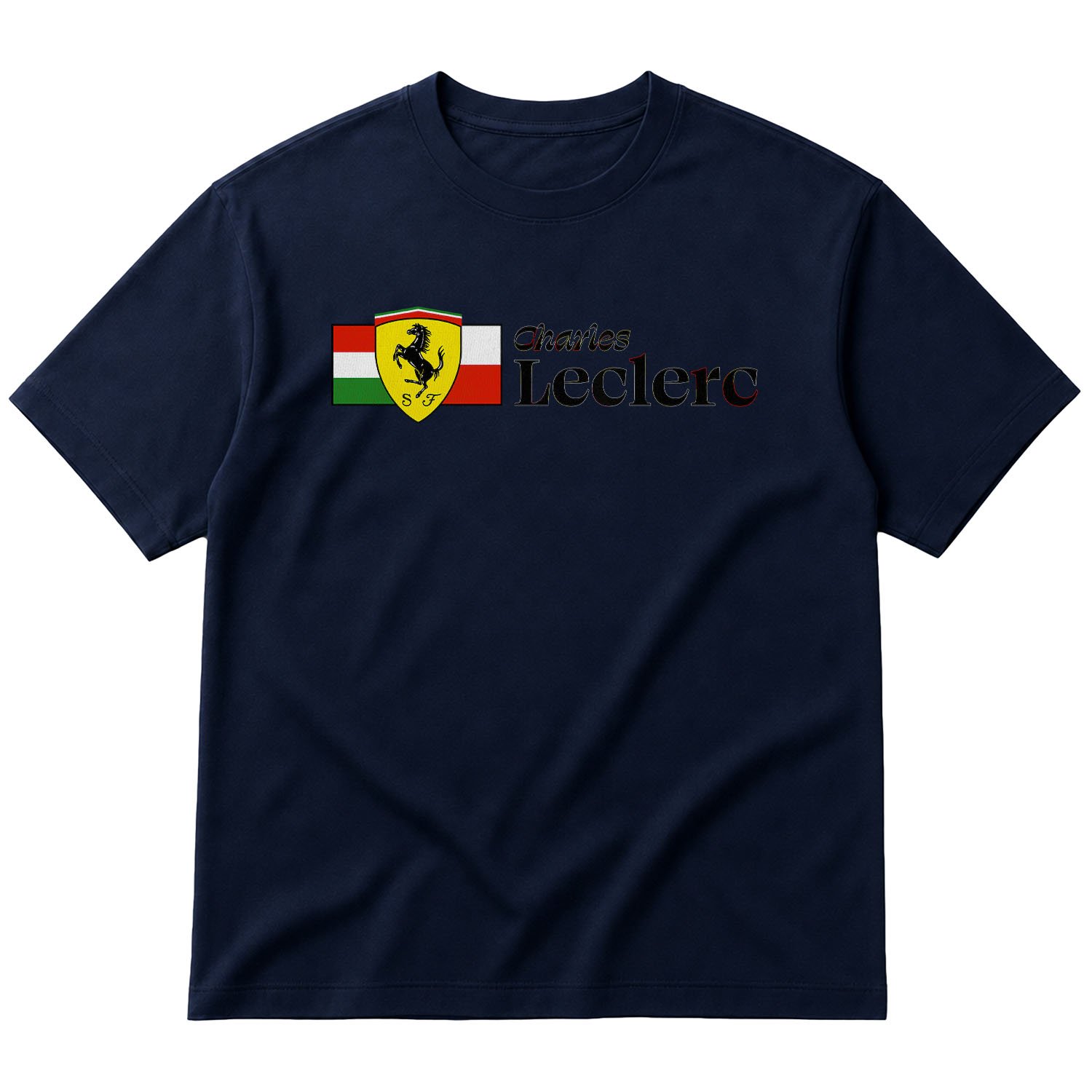 Charles Leclerc ITA-MON Elegant Oversize Tişört L - İndigo Mavisi