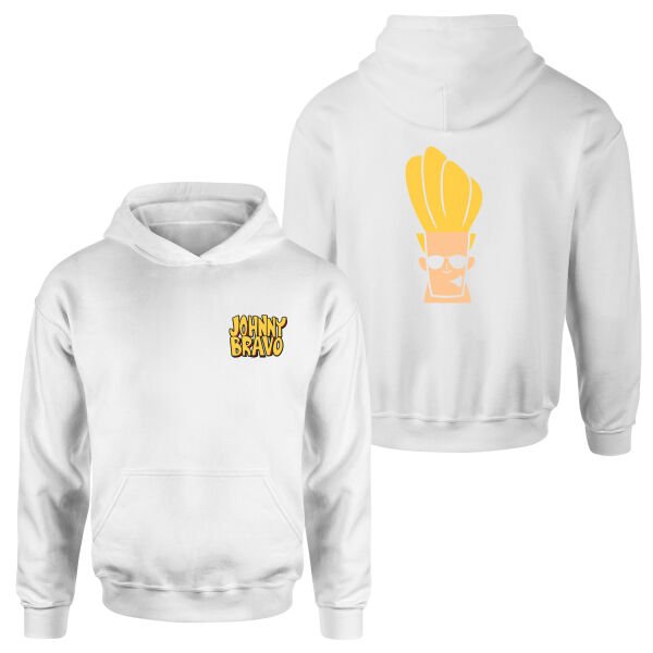 Woah Mamma | Johnny Bravo Hoodie XL - Beyaz