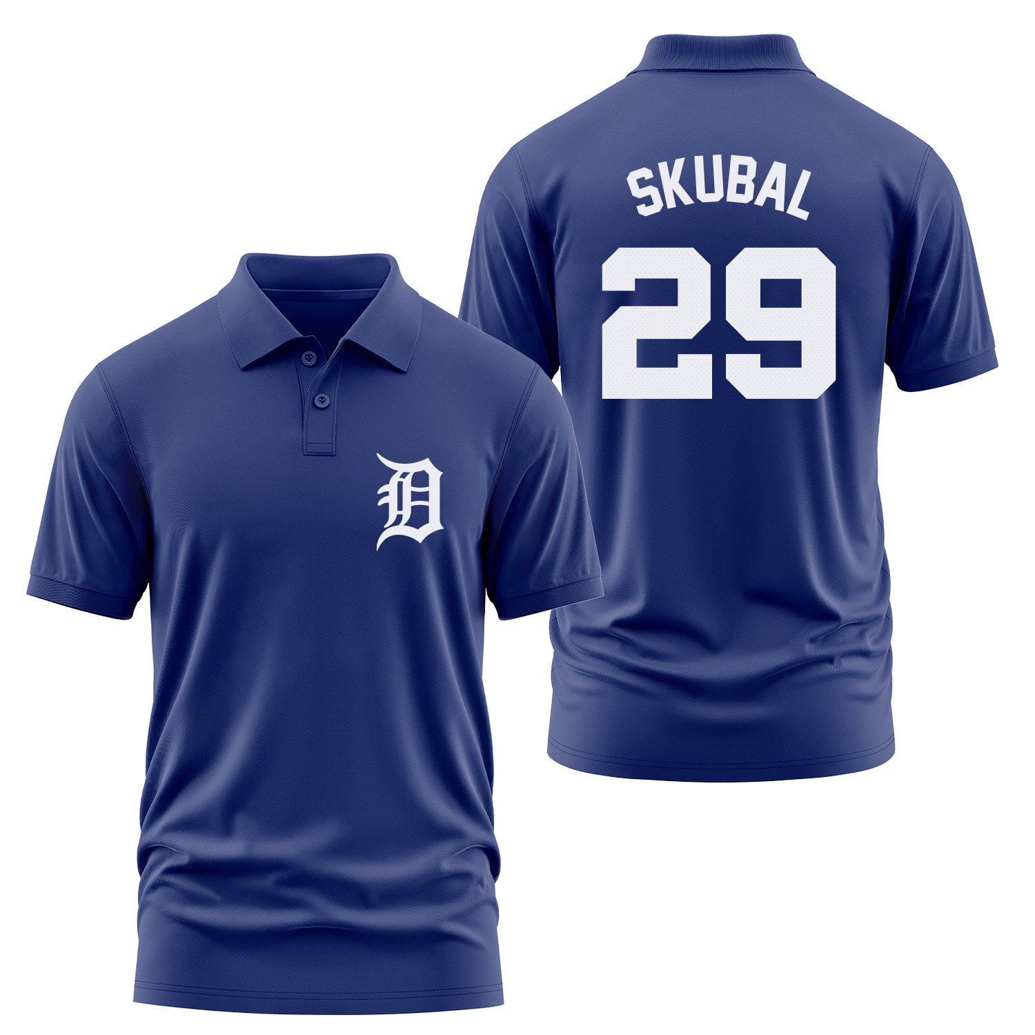 Tarik Skubal 29 Detroit Tigers Jersey Polo Tişört L - İndigo Mavisi