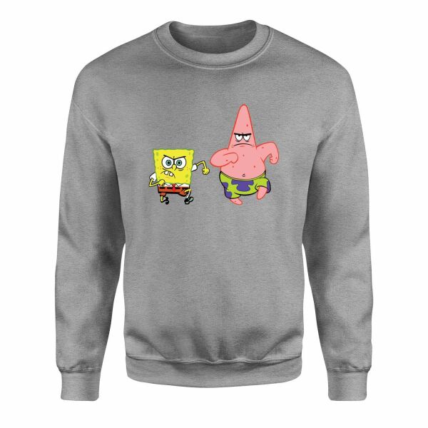 Sünger Bob ve Patrick Sweatshirt M - Gri