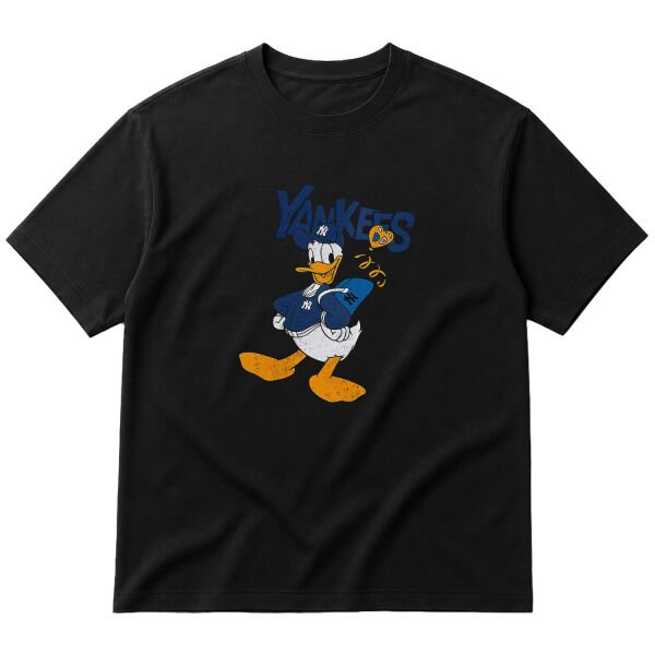 Donald Yankees Grunge Oversize Tişört L - Siyah
