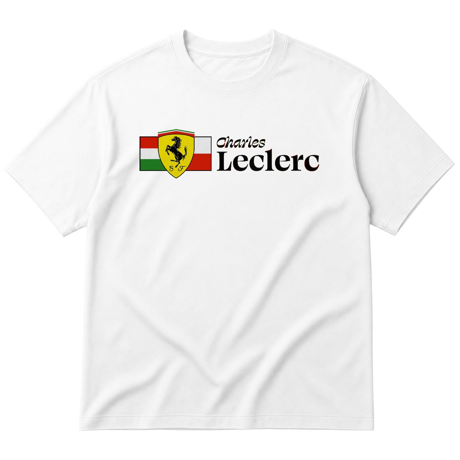 Charles Leclerc ITA-MON Elegant Oversize Tişört S - Beyaz