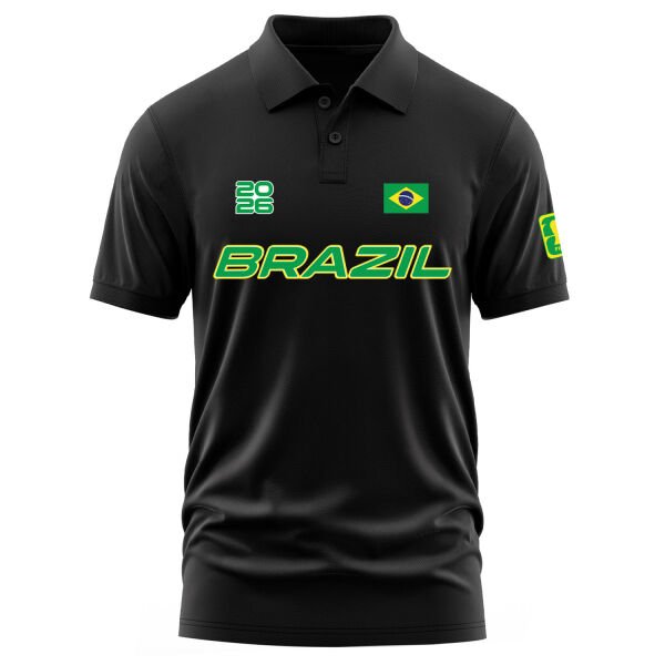 Brezilya 2026 Polo Tişört L - Siyah
