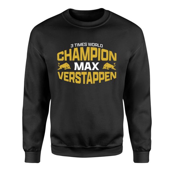 Max Verstappen 3 Times World Champion Sweatshirt M - Siyah