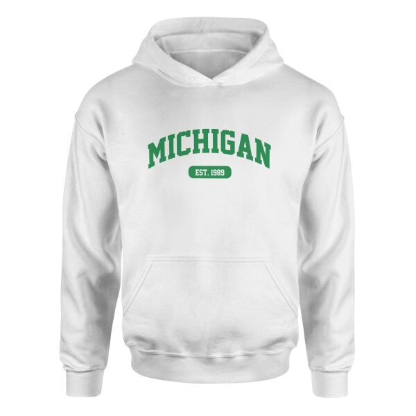Michigan EST. 1989 Hoodie XL - Beyaz