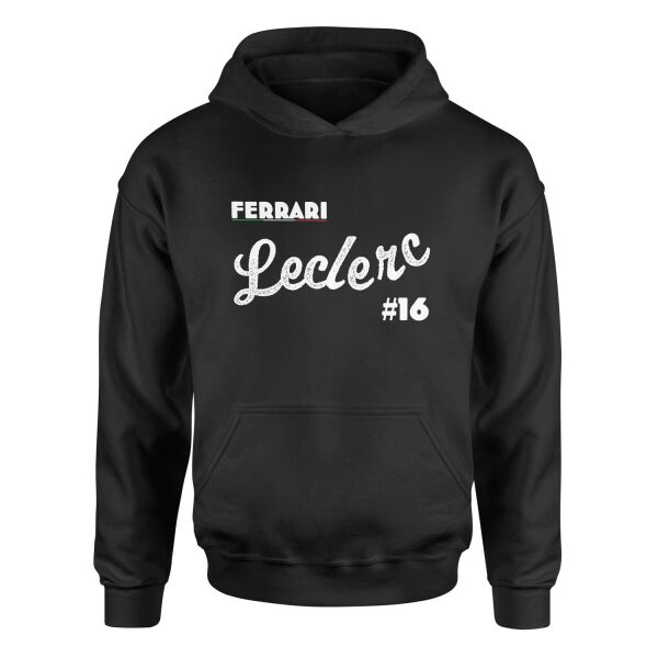 Charles Leclerc Cursive Illustration Hoodie S - Siyah