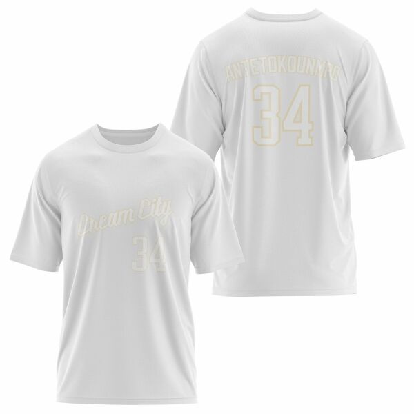 Giannis Antetokounmpo Milwaukee Forma Oversize Tişört M - Beyaz