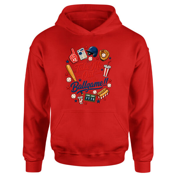 Take Me Out To The Ballgame Hoodie S - Kırmızı