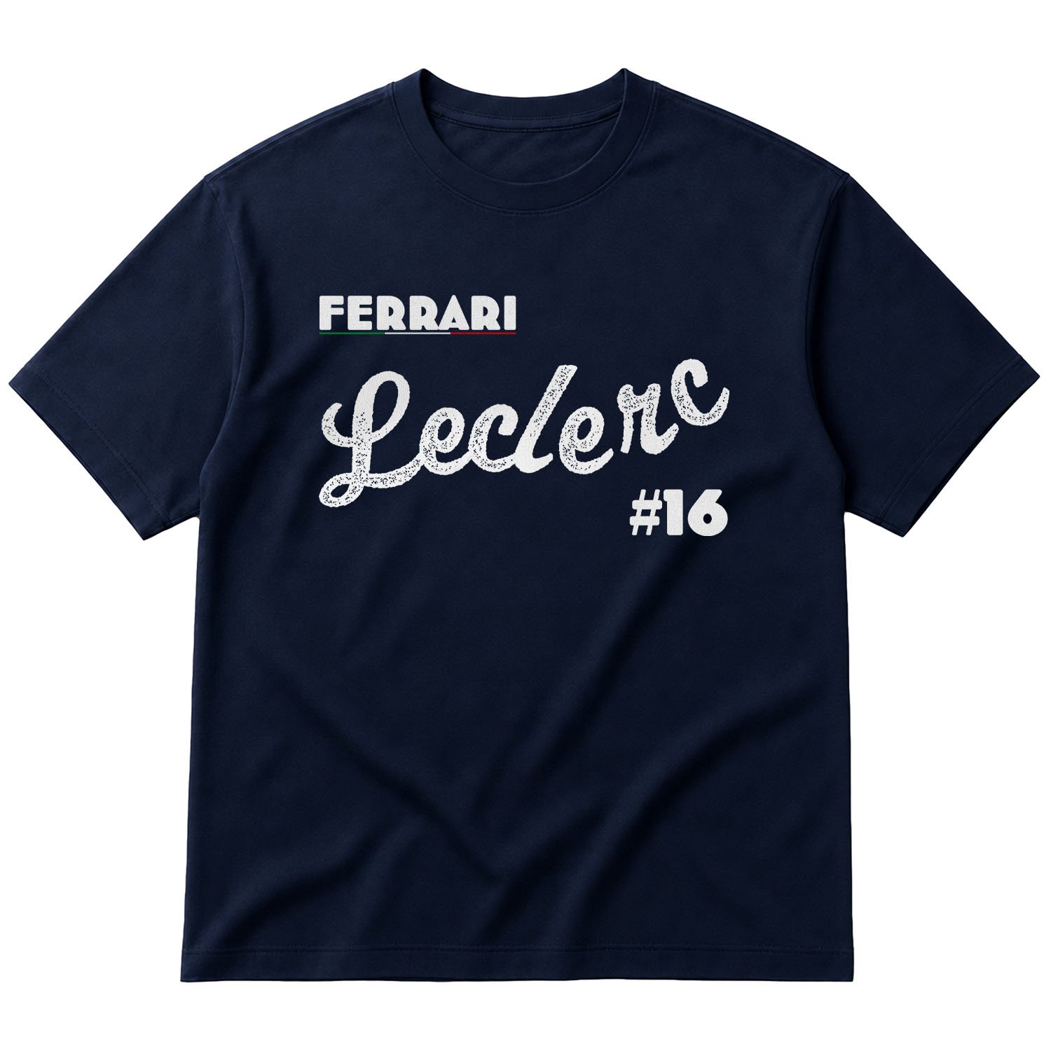 Charles Leclerc Cursive Illustration Oversize Tişört L - İndigo Mavisi