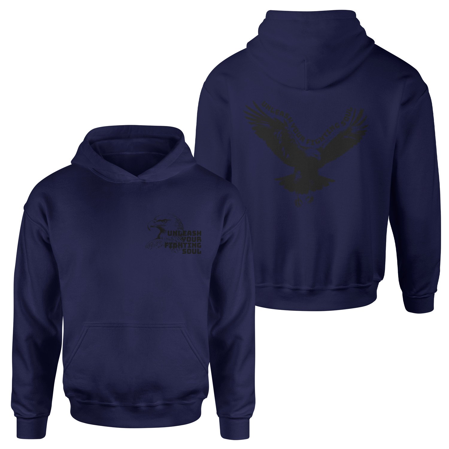 Unleash Your Fighting Soul | Eagle Hoodie XXL - İndigo Mavisi