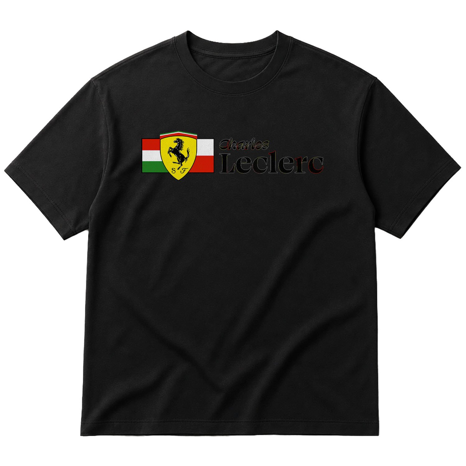 Charles Leclerc ITA-MON Elegant Oversize Tişört S - Siyah