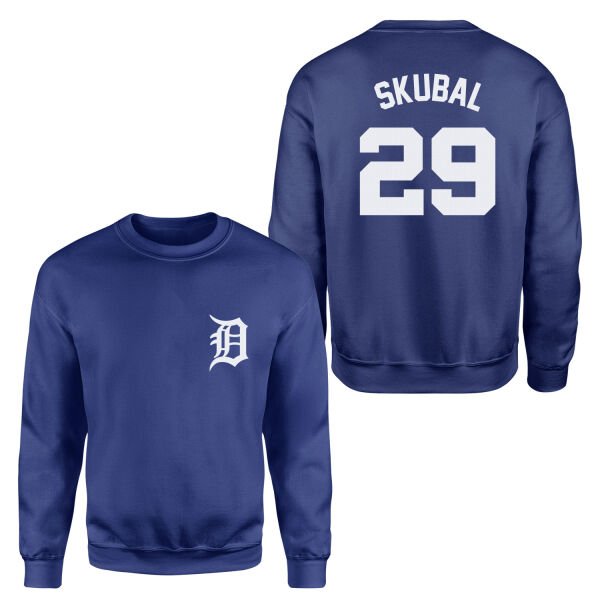 Tarik Skubal 29 Detroit Tigers Jersey Sweatshirt M - İndigo Mavisi