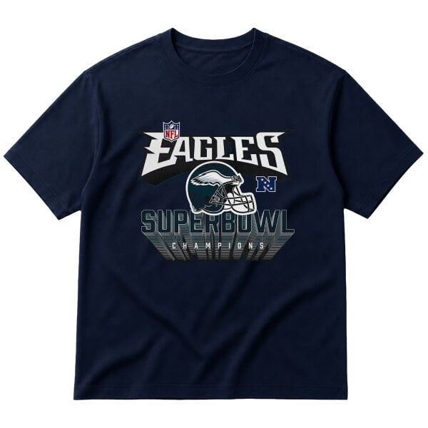Philadelphia Eagles SB Champions Oversize Tişört M - İndigo Mavisi