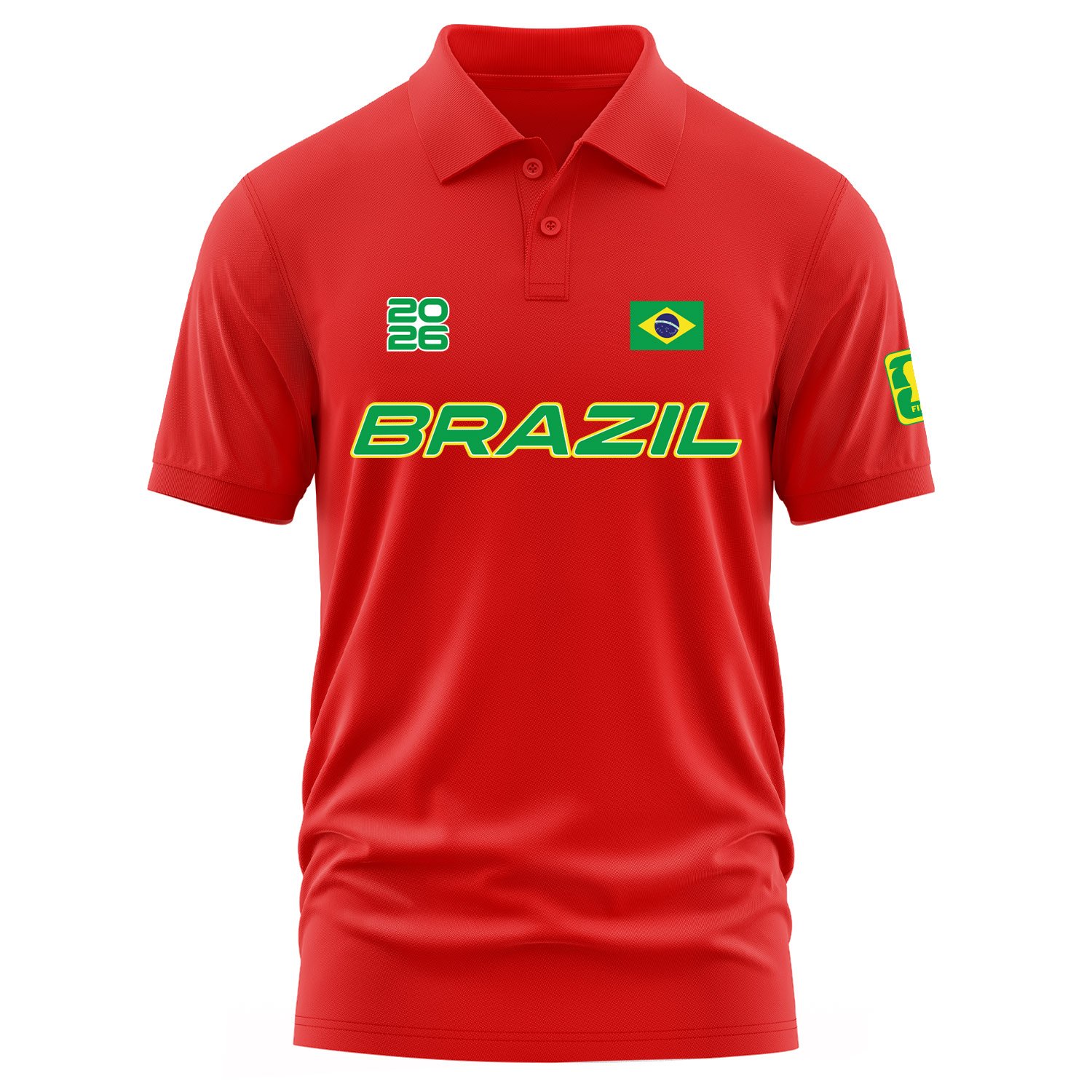 Brezilya 2026 Polo Tişört L - Kırmızı
