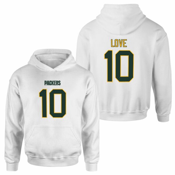 Jordan Love Green Bay Packers Hoodie M - Beyaz