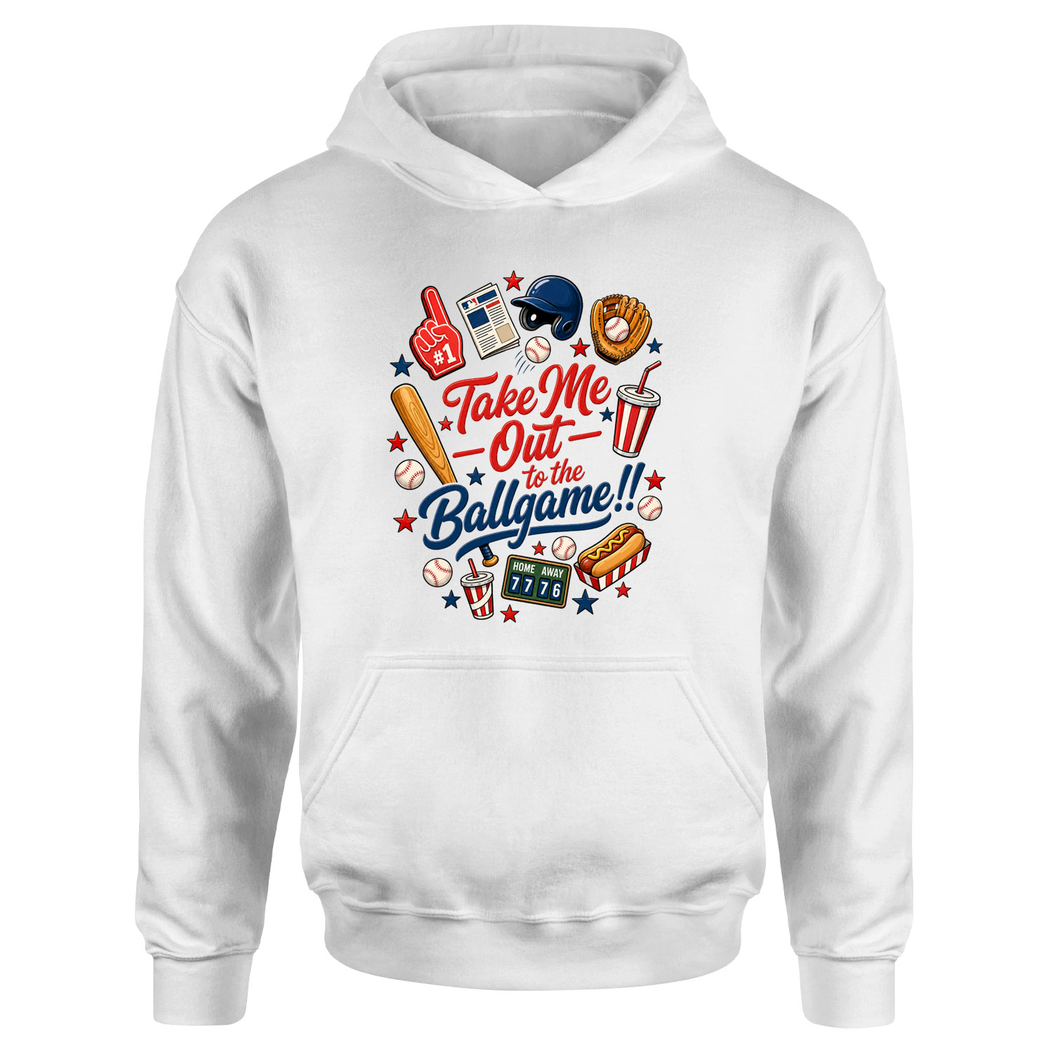 Take Me Out To The Ballgame Hoodie S - Beyaz