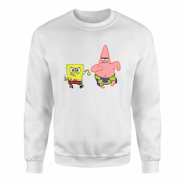 Sünger Bob ve Patrick Sweatshirt XXL - Beyaz