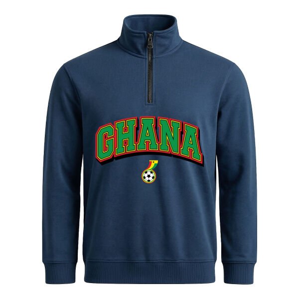 Gana 2026 Varsity Yarım Fermuarlı Sweatshirt L - İndigo Mavisi